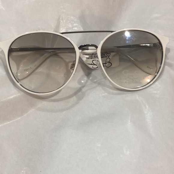 Jessica Simpson j5564 white silver wire frame brow bar smoke lens sunglasses new main image 7